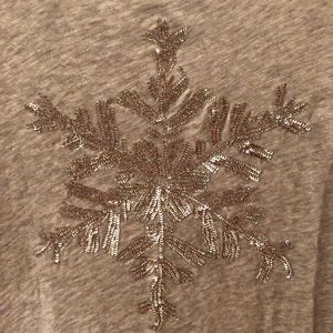 Sequined snowflake t shirt.